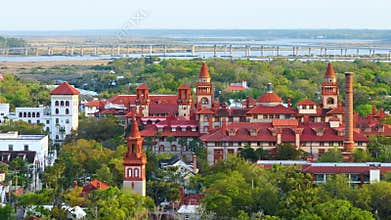 Flagler College campus, a private liberal arts college in St. Augustine, Florida. American architecture with historical buildings