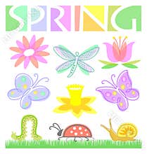 Spring Flower and Bug Set/eps