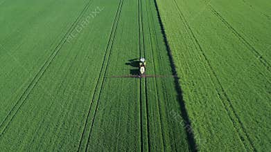 Fields, meadows and agricultural area in springtime - aerial view