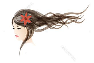 The girl with colors in hair