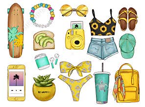 COLLECTION OF FASHION SUMMER CLOTHES AND ACCESSORIES
