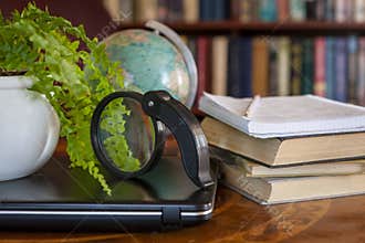 Informational digital detox. Home education during the coronavirus pandemic, future travels  planning. Books instead of news,