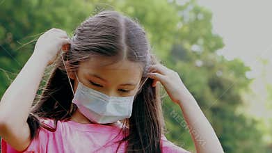 Child wear face mask during coronavirus and flu