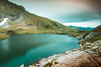 Lake Capra, glacial lake above Lake Balea in Transfagarasan in Romania