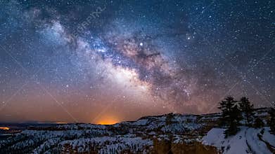 4K Panning Timelapse of Mliky way over the Bryce Canyon, Utah, USA