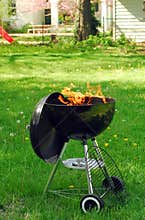 BBQ grill in backyard