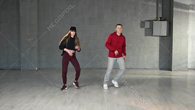 Modern style dancers performing hip-hop.