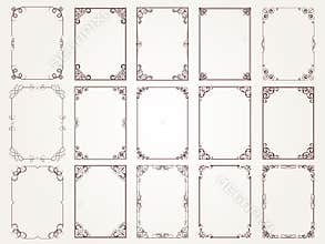 Calligraphic frames. Borders corners ornate frames for certificate floral classic vector designs collection