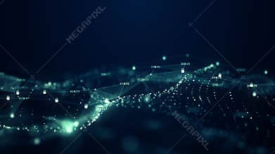 Cyber security concept.Machine learning algorithms. Analysis of information. Technology data binary code network conveying connect