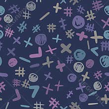 Colored shapes seamless pattern. Naive art wallpaper. Simple design