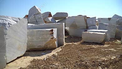 Marble blocks extracted from a marble quarry in Marmara island, Balikesir, Turkey