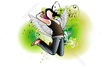 Active woman jumping