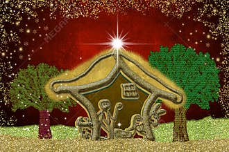 Extravagant Nativity Scene Christmas card