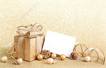 Christmas gift box with christmas balls