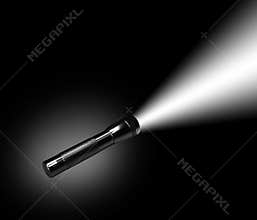 Aluminum flashlight in night