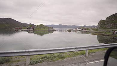 Driving a car on a road in Norway