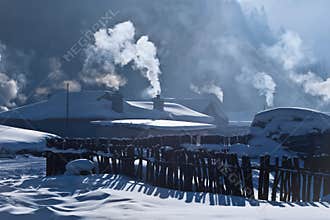 Snow-covered village