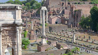 Basilica Julia at the Roman Forum in Rome. The ruins of ancient Rome. The ruins of the Roman Forum. Basilica Julia at