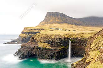 Mulafossur waterfall, Gasadalur, Vagar, the Faroe Islands