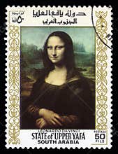 South Arabia postage stamp Mona Lisa