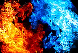Red and blue fire