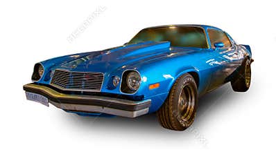 Classical American Vintage Muscle Car Chevrolet Camaro Berlinetta 1981. White background