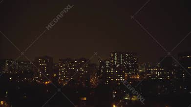 Lightning Storm Over Night City Sky
