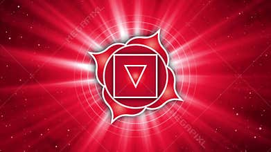 Root chakra - Muladhara rotating, spiritual symbol, starburst,seamless