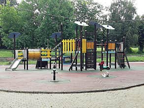 Back to School an empty  playground   in Italy after Covid19
