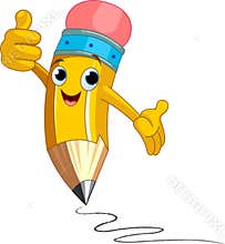 Pencil Character giving thumbs up