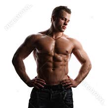 Muscle wet nude young bodybuilder