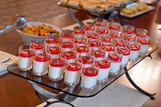 Strawberry dessert, catering food, self service buffet, party table