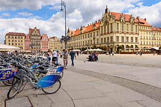 Bikes to take a trip on the Market Square in Wroclaw
