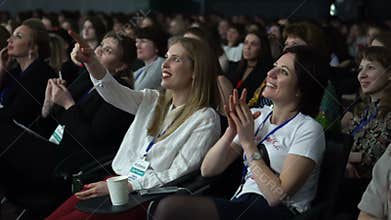 Audience listen business conference presentation
