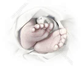 Baby shower invitation tiny feet pencil sketch