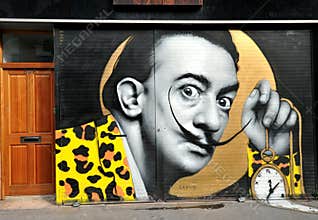 Graffiti of Salvador Dali in  East London, England