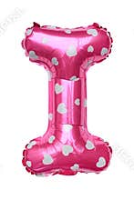 Pink Capital I alphabet inflatable balloon isolated on white background. Decoration element for birthday party