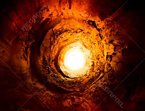 Hot, burning tunnel & light. Way to another world