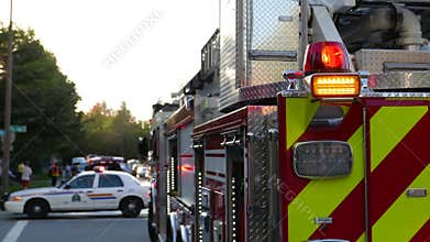 Close up red flashing emergency lights on accident scene