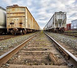 Train cars on track higher angle