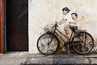 Sibling cyclist, Street Art at George Town