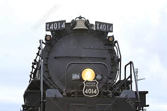 Big Boy 4014 in Ellsworth Kansas USA with smoke and Steam.