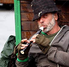 Elderly Musician Busking In Dingle Ireland