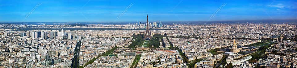 Paris panorama, France. Eiffel Tower, Les Invalides.