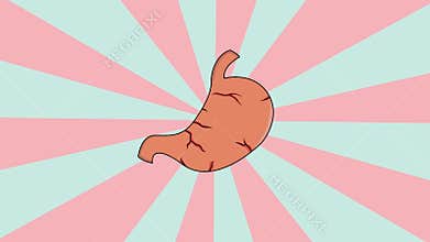 Animation of a human stomach with a rotating background