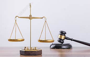 Judge\'s hammer and scale on the table, legal issues