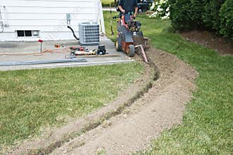 Electrician Contractor Dig Trench for Electrical
