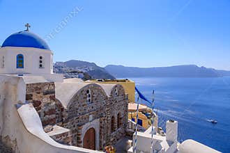 Townscape of Oia in Santorini Island, Greece.