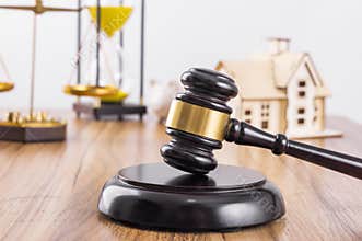 Judge\'s hammer and scale on the table, legal issues