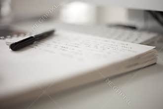 College book with writing